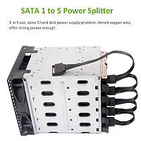 Перехідник живлення SATA (сата) 15 pin -> 5 шт SATA (сата) 15 pin кабель розгалужувач (671211443) Чорний