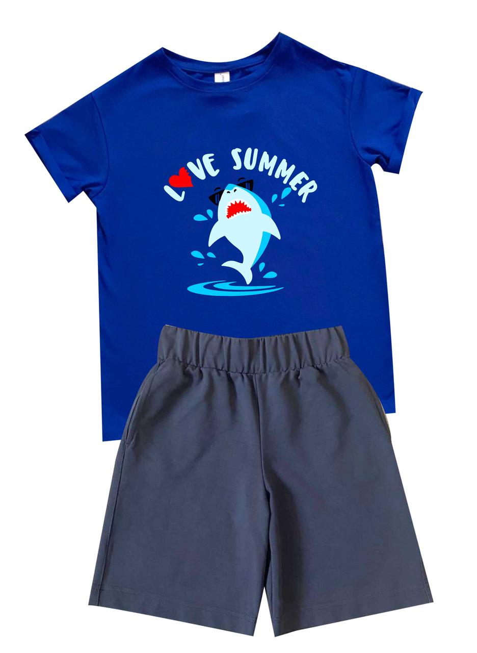 Акула Набір Літній костюм дитячий футболка шорти для дівчинки