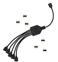 Кабель Сплиттер 12V 4PIN RGB LED Strip Connector 1 -> 5 удлинитель переходник 30см (788225944) Черный