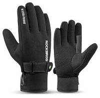 Вело перчатки ROCKBROS S074 нескользящие водонепроницаемые сенсорные спортивные (746128795) S Черный