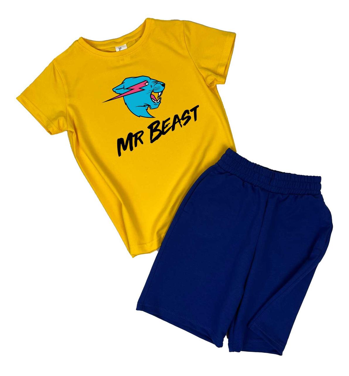 MrBeast Набір Літній містер Біст костюм дитячий футболка шорти для дівчинки хлопчика