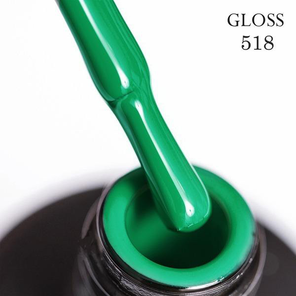 Гель-лак GLOSS 518 (яскраво-зелений), 11 мл, фото 1