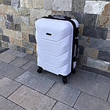 Чемодан дорожній малий 55х37х23 см Wings 147 , Валіза на 4-х колесах , Сумка дорожня з полікарбонату ,БІЛИЙ, фото 7