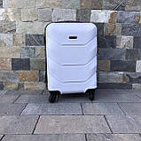 Чемодан дорожній малий 55х37х23 см Wings 147 , Валіза на 4-х колесах , Сумка дорожня з полікарбонату ,БІЛИЙ, фото 8