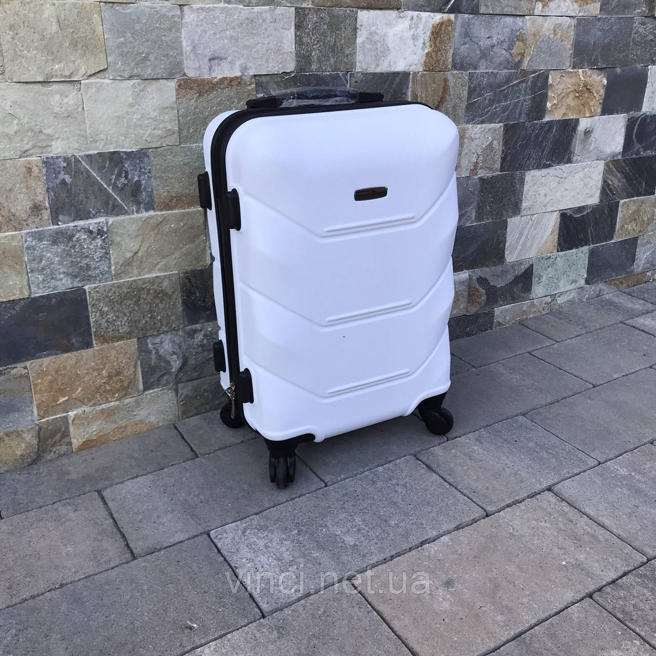 Чемодан дорожній малий 55х37х23 см Wings 147 , Валіза на 4-х колесах , Сумка дорожня з полікарбонату ,БІЛИЙ, фото 1
