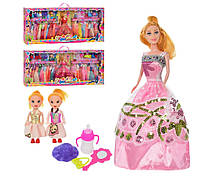 Кукла типа Барби YT2136 для девочки с нарядами (платья, сумочки, аксессуары) и 2 дочки