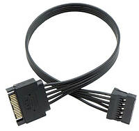 Переходник удлинитель 42 см 15 pin SATA->SATA кабель питания САТА (794728336) плоский Черный