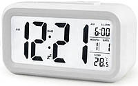 Настольные электронные часы/будильник LED с умной белой подсветкой и термометром (581200357) Белый