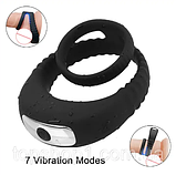 Віброкільце ерекційне для пеніса, Ерекційне кільце підвійне з вібрацією, Кільце на член з вібрацією, Інтимні і, фото 2