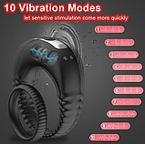 Віброкільце ерекційне для пеніса, Ерекційне кільце підвійне з вібрацією, Кільце на член з вібрацією, Інтимні і, фото 7