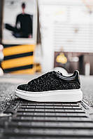 Женские кроссовки Alexander McQueen Low Glitter Black White