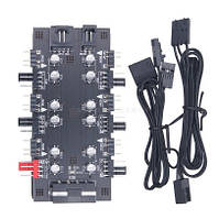 Фан хаб кулеров с подсветкой 6 x ARGB 5V/3 pin + 6 x Fan 4 pin PWM HUB MOLEX питание (801910387) Черный