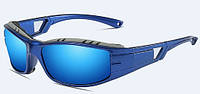Спортивные вело очки с поляризацией UV400 синее стекло с плотным поролоном внутри незадуваемые COOLSIR 8520