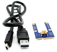 Райзер Mini PCI-E -> USB 3.0 плата+USB шнур Riser міні PCI-E exp gdc (545407238) Синій