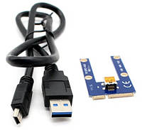 Райзер Mini PCI-E -> USB 3.0 плата+USB шнур Riser мини PCI-E exp gdc (545407238) Синий