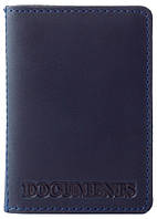 Шкіряна обкладинка id паспорт, для документів (права, техпаспорт) синій crazy horse Villini 018