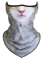 Маска лыжная 3D "Кошка с розовым носом" баф с рисунком 3Д зверомаска подшлемник (623512421)