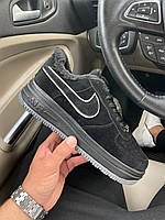 Женские кроссовки Nike Air Force 1 Black Grey Winter