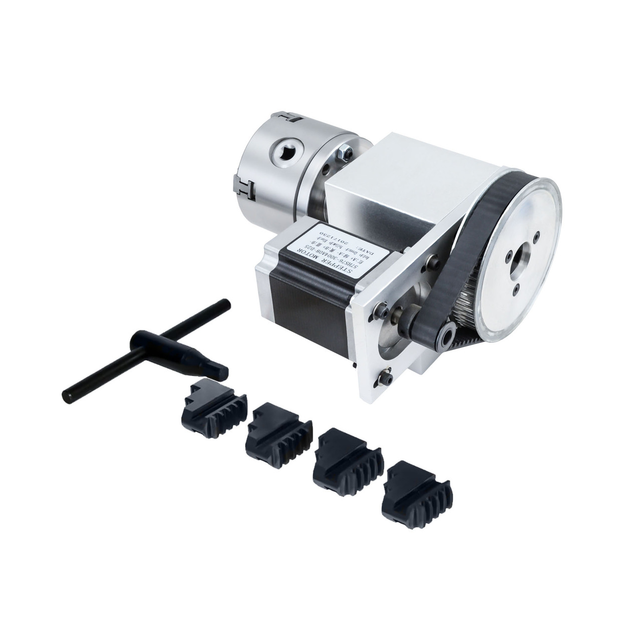 Поворотна вісь 80мм 6:1 К12 Nema23 4-кулачковий патрон, на ремені