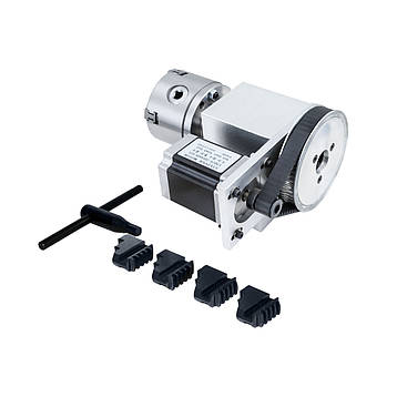 Поворотна вісь 80мм 6:1 К12 Nema23 4-кулачковий патрон, на ремені, фото 1