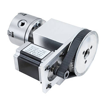 Поворотна вісь 80мм 6:1 К12 Nema23 4-кулачковий патрон, на ремені, фото 3