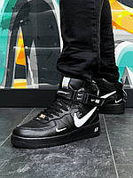 Мужские кроссовки Air Force Mid Utility All Black White X Man