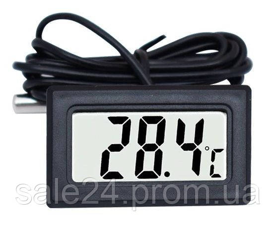 Цифровий термометр з виносним датчиком 1м та РК дисплеєм LCD -50 ~ 110° C градусник (580921117) Чорний