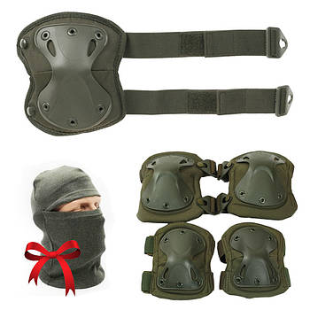 Комплект захисту налокітники та наколінники Eagle KN-04 + Подарунок Балаклава утеплена / Захист тактичний