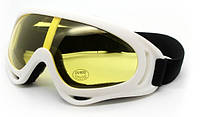 Маска лижна/Гірськолижні окуляри UV400 Біла оправа з жовтим склом (372323246)