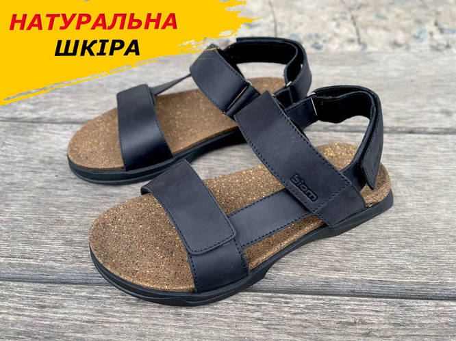 Купить Сандалии мужские кожаные на липучках, летние босоножки для ...