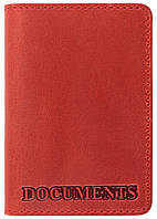 Кожаная обложка на id паспорт Villini , для документов (права, техпаспорт) Красная crazy horse Villini 018