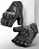 ROCKBROS MT002 мото вело перчатки без пальцев дышащие с костяшкой кожзам (766127496) Черный M