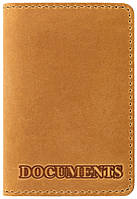 Кожаная обложка на id паспорт Villini , для документов (права, техпаспорт) Желтая crazy horse Villini 018