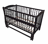 Дитяче ліжко для новонародженого малюка з дерева з регулюванням висоти для дітей до 3 років BabyRoom венге, фото 5