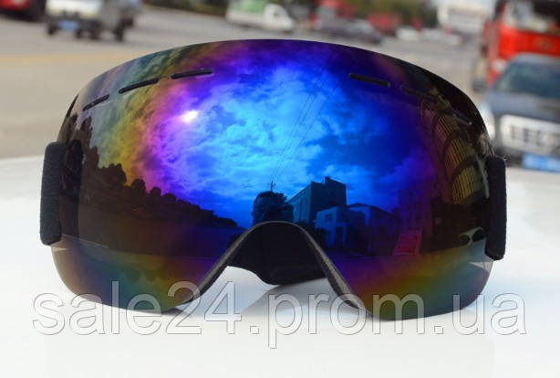 Маска лижна UV400 без оправи/рамок Синій хамелеон скло окуляри для лиж (556644456)