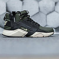 Женские кроссовки Nike Huarache City MID Leather x Acronym Mid Khaki Black