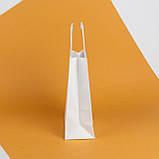 Білий паперовий подарунковий крафт пакет з плоскими ручками 150*90*240 мм пакувальний, фото 8
