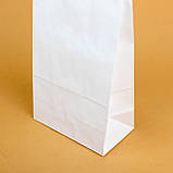Білий паперовий подарунковий крафт пакет з плоскими ручками 150*90*240 мм пакувальний, фото 5