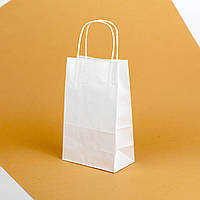Паперові пакети з ручками 150*90*240 мм білі упаковочні крафт пакети з плоским дном і ручками