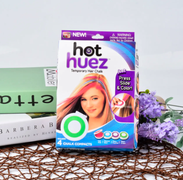 Цветная пудра для волос Hot Huez Мел для окрашивания волос 4 цвета (120шт ящик) - фото 7 - id-p1881980746