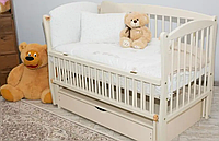 Кроватка для новорожденных с механизмом укачивания, откидным бортиком и ящиком "Элит" BabyRoom Слоновая кость