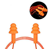 Беруши для плавания, защита от воды + силиконовый корд, Orange