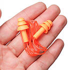 Беруші для плавання, захист від води + силіконовий корд, Orange, фото 4