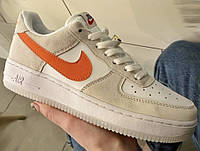 Женские кроссовки Nike Air Force 1 White Beige Orange