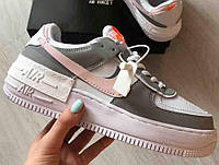 Женские кроссовки Nike Air Force Shadow White Grey Pink