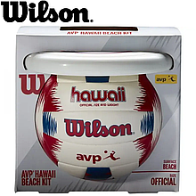 Набір для пляжного волейболу м'яч фрісбі Wilson Hawaii AVP Red/Blue/White, розмір №5