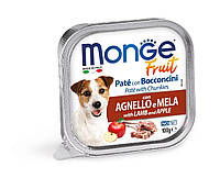 Monge Dog Fruit влажный корм для собак, паштет с ягненком и яблоком, 0.1КГ