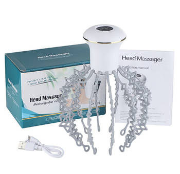 Електричний масажер для голови Восьминіг з 12 кігтями акумуляторний вібраційний 6 режимів масажу