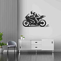 Вінілова інтер'єрна наклейка декор на стіну, шпалери та інші поверхні Мотоцикл Мотоцикліст з оракалу