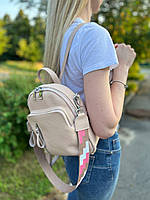 Женский компактный кожаный рюкзак-сумка, цвета в ассортименте Нюд